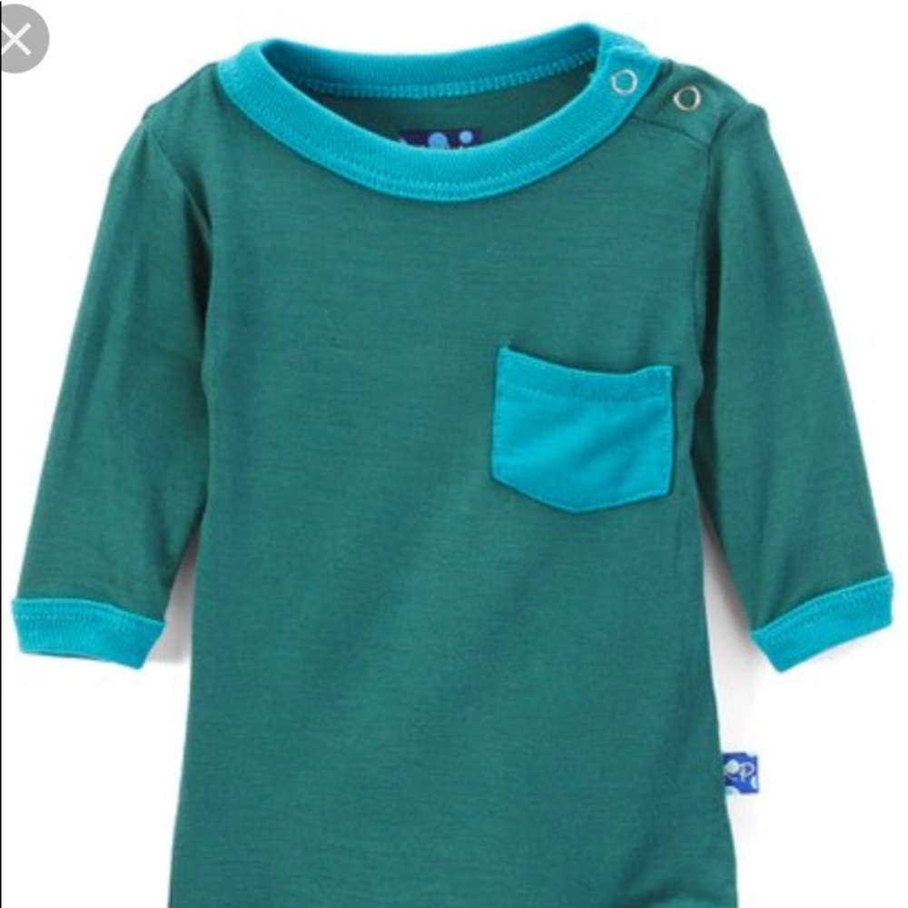 Kickee Pants Seaweed and Lagoon long sleeve onesie